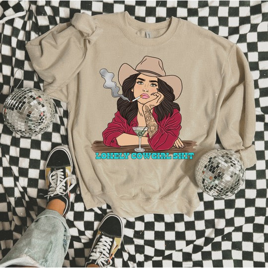 Lonely Brunette Cowgirl Graphic Tee